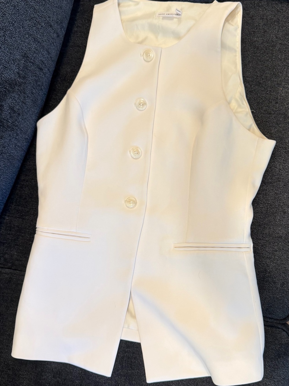 Good American sz M Sleeveless White Button-Front Structured Suit Top - Picture 8 of 8